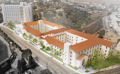 Aerial rendering of new student residence hall