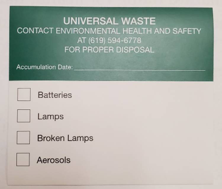 Campus Generated Universal Waste Label